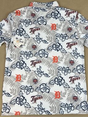 Reyn Spooner MLB Detroit Tigers Polo Shirt Floral Hawaiian, UPF 30+. Men's Sz L